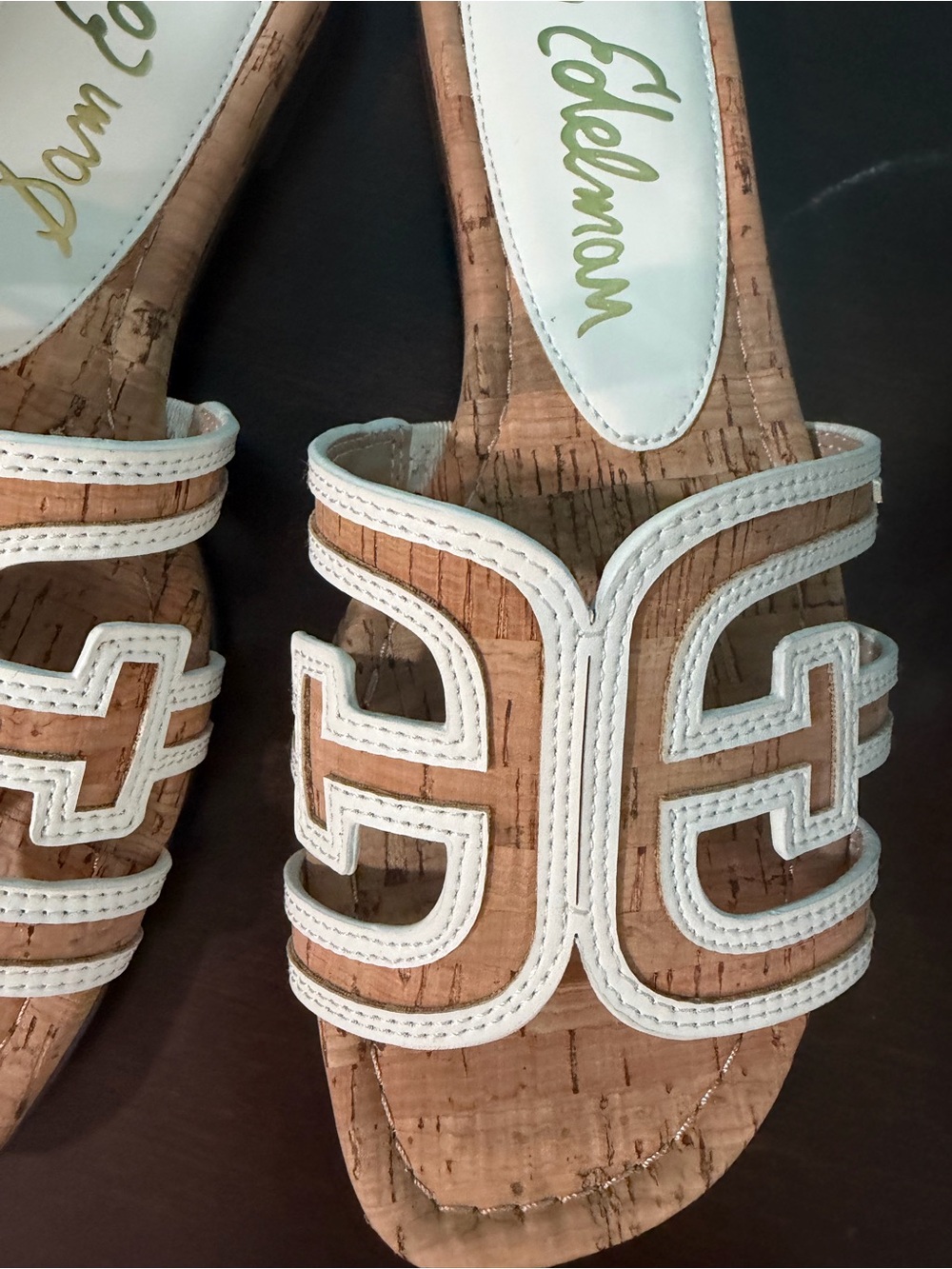 Sam Edelman Cork Slide Sandals in Natural and White - Picture 2 of 3